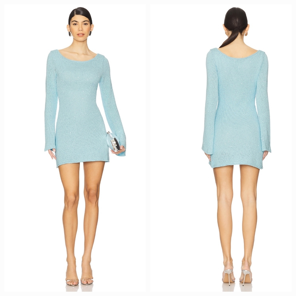 Elegant Long Sleeve Blue Dress